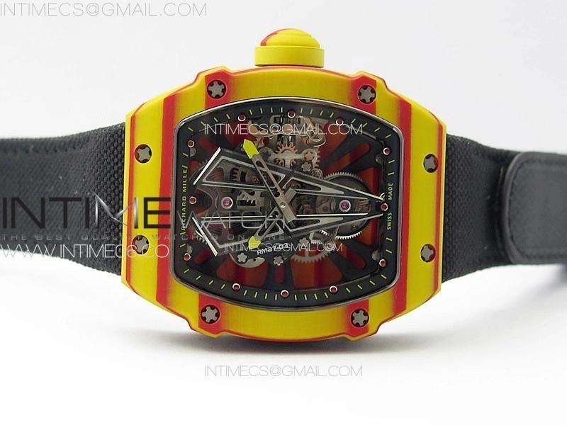 RM027-03 Real Tourbillon RMF Best Edition Orange Red Carbon Skeleton Dial on Black Nylon Strap