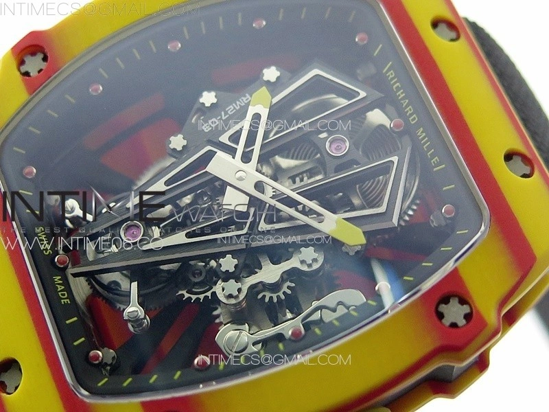 RM027-03 Real Tourbillon RMF Best Edition Orange Red Carbon Skeleton Dial on Black Nylon Strap