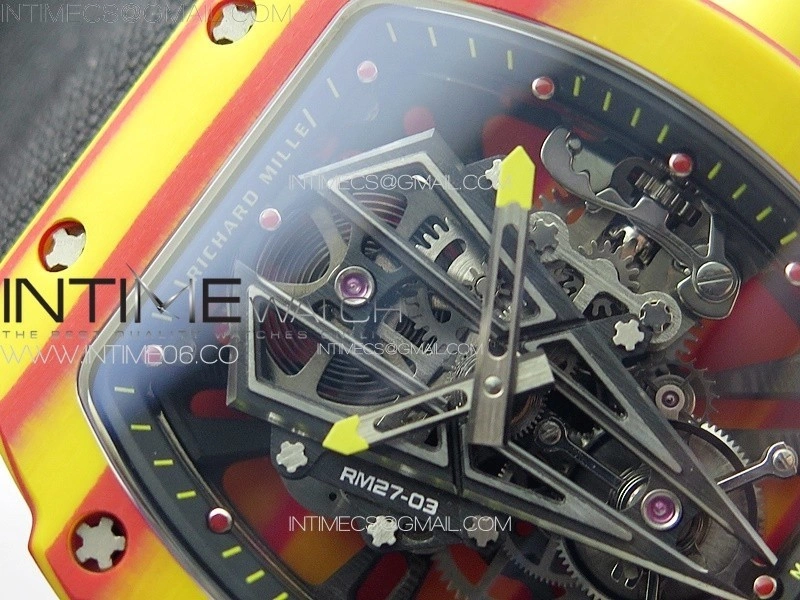 RM027-03 Real Tourbillon RMF Best Edition Orange Red Carbon Skeleton Dial on Black Nylon Strap