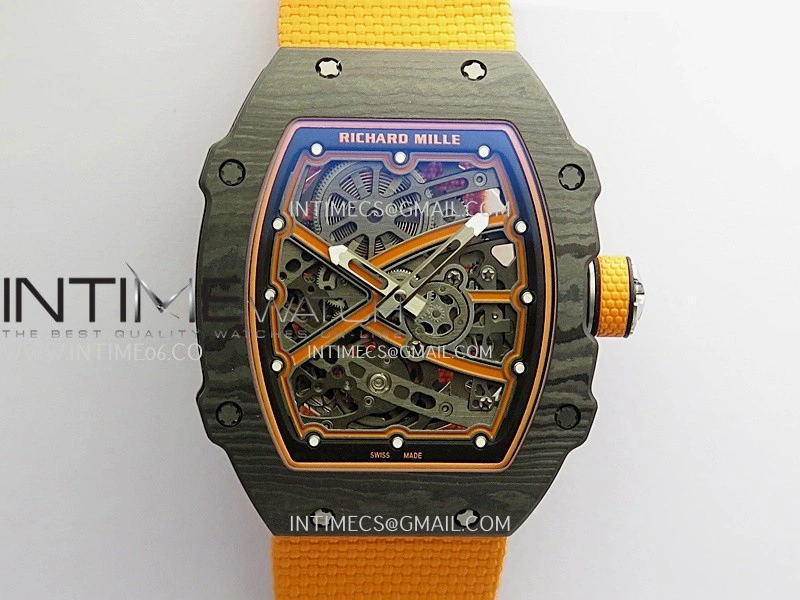 RM67-02 McLaren Black NTPT Umi Office 1:1 Edition Orange Skeleton Dial On Orange Nylon Strap CRMA7 Clone V2
