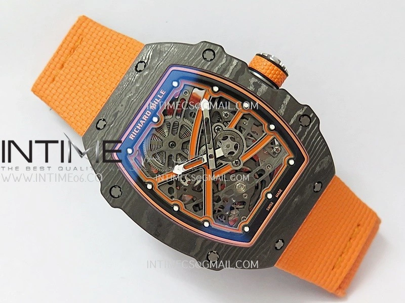 RM67-02 McLaren Black NTPT Umi Office 1:1 Edition Orange Skeleton Dial On Orange Nylon Strap CRMA7 Clone V2