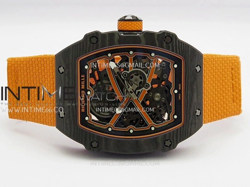 RM67-02 McLaren Black NTPT Umi Office 1:1 Edition Orange Skeleton Dial On Orange Nylon Strap CRMA7 Clone V2
