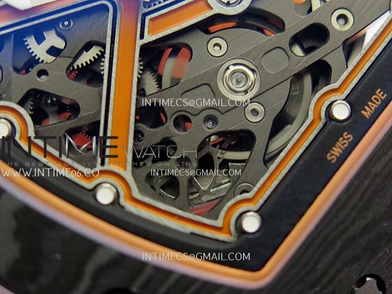 RM67-02 McLaren Black NTPT Umi Office 1:1 Edition Orange Skeleton Dial On Orange Nylon Strap CRMA7 Clone V2