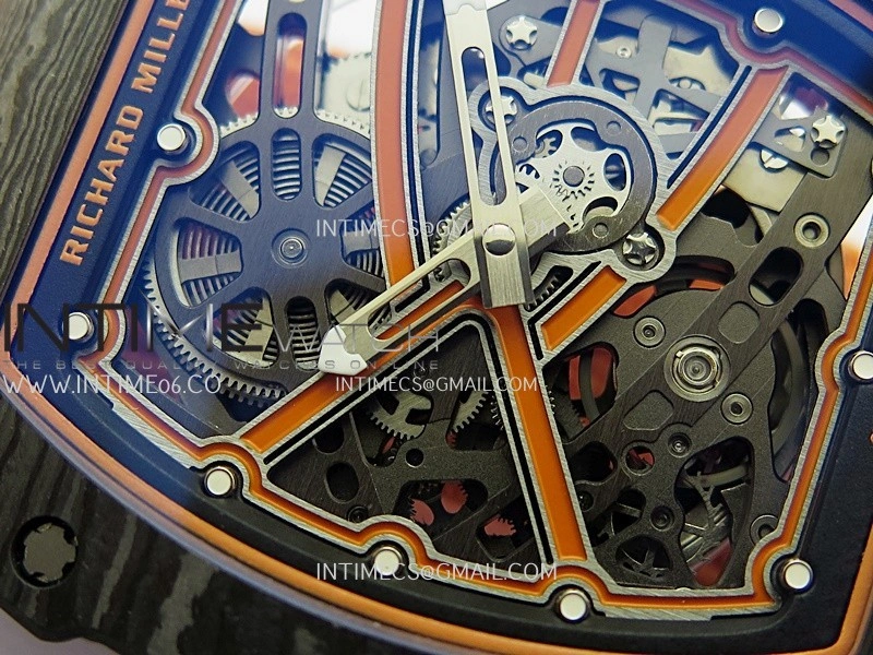 RM67-02 McLaren Black NTPT Umi Office 1:1 Edition Orange Skeleton Dial On Orange Nylon Strap CRMA7 Clone V2