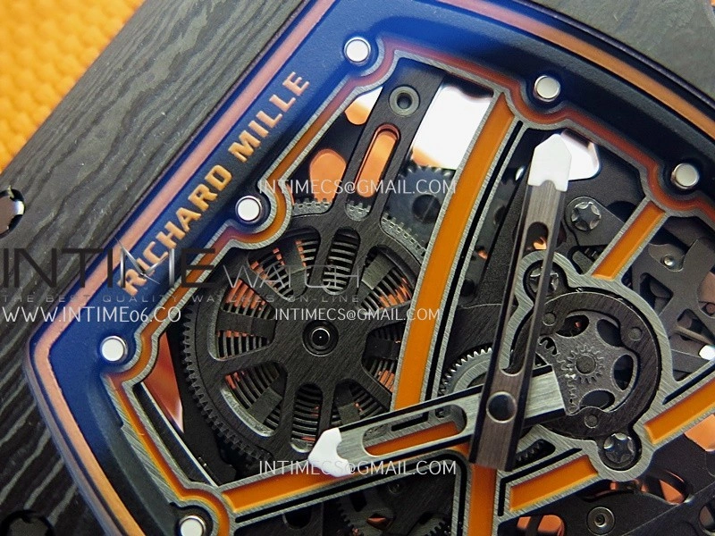 RM67-02 McLaren Black NTPT Umi Office 1:1 Edition Orange Skeleton Dial On Orange Nylon Strap CRMA7 Clone V2