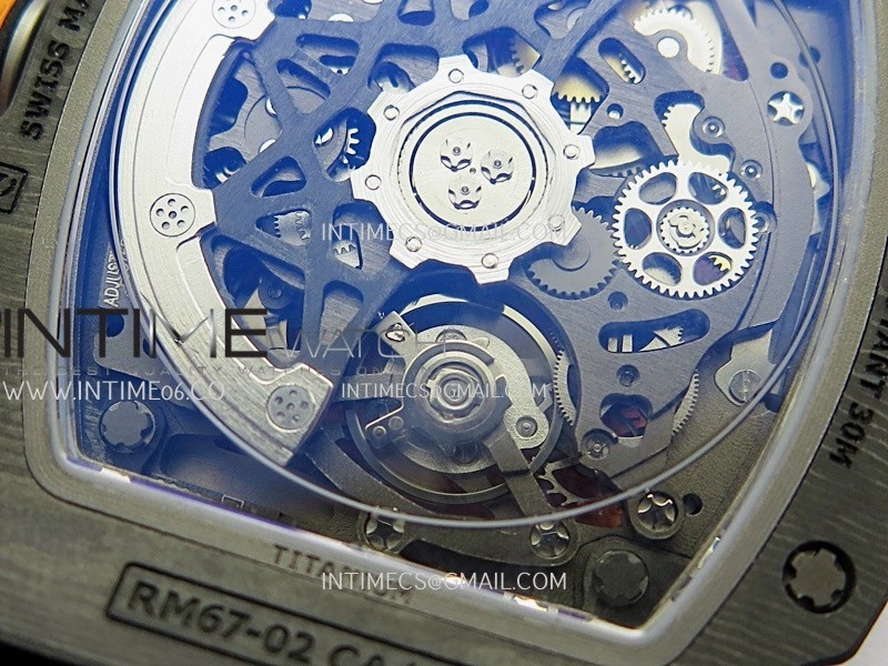 RM67-02 McLaren Black NTPT Umi Office 1:1 Edition Orange Skeleton Dial On Orange Nylon Strap CRMA7 Clone V2