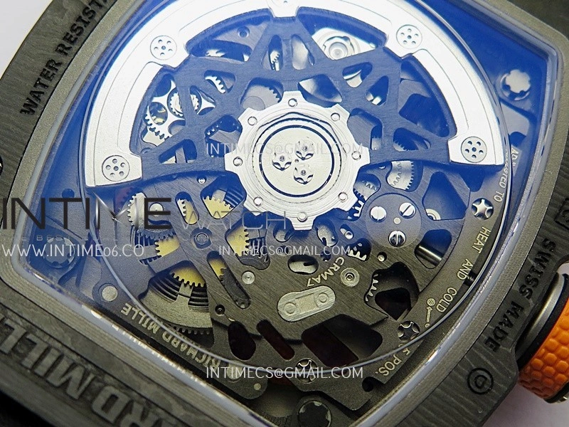 RM67-02 McLaren Black NTPT Umi Office 1:1 Edition Orange Skeleton Dial On Orange Nylon Strap CRMA7 Clone V2