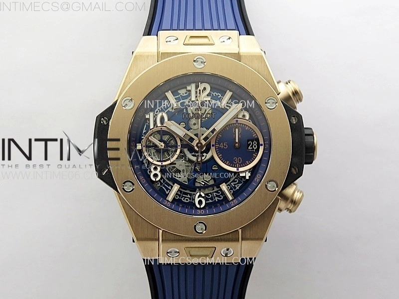 Hublot Big Bang Unico 42mm RG BBF 1:1 Best Edition Blue Skeleton Dial on Blue Rubber Strap A1280