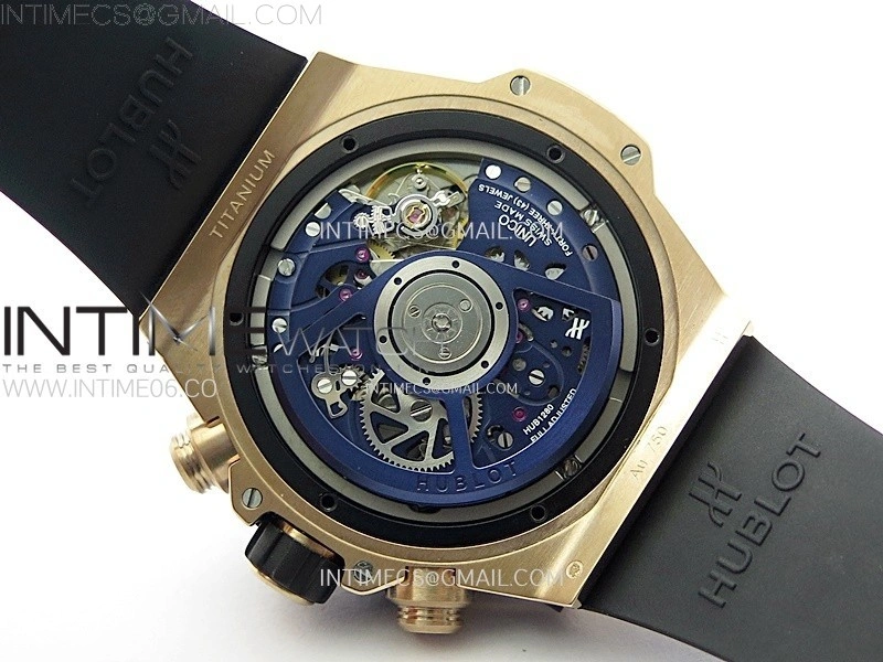 Hublot Big Bang Unico 42mm RG BBF 1:1 Best Edition Blue Skeleton Dial on Blue Rubber Strap A1280