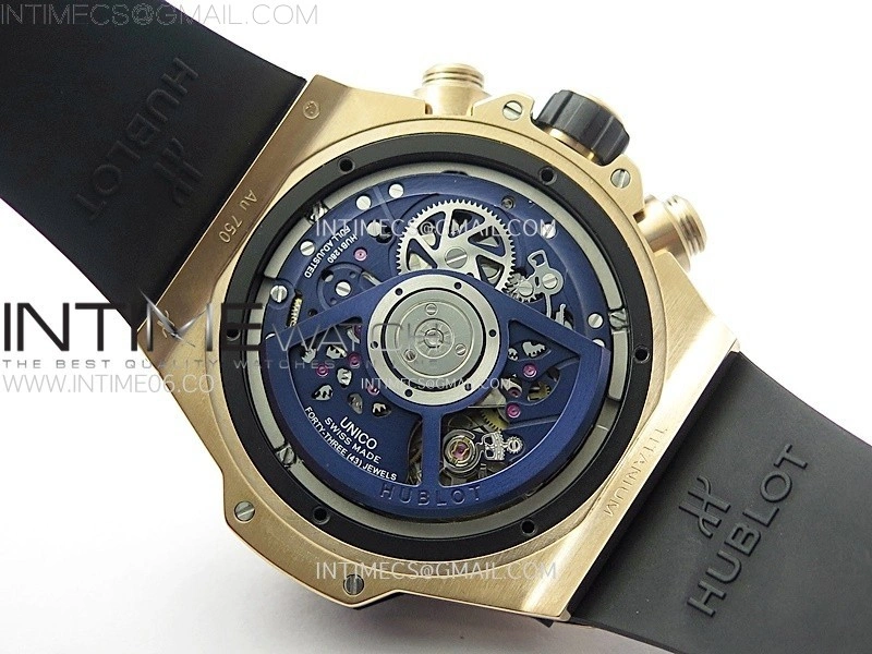 Hublot Big Bang Unico 42mm RG BBF 1:1 Best Edition Blue Skeleton Dial on Blue Rubber Strap A1280