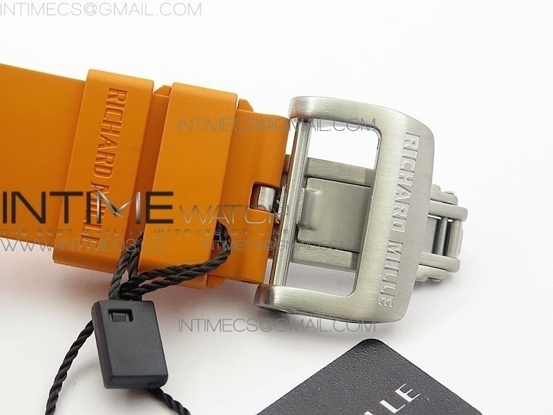 RM055 Real White Ceramic Case V2 KVF Best Edition Skeleton Dial White Crown on Orange Rubber Strap MIYOTA8215