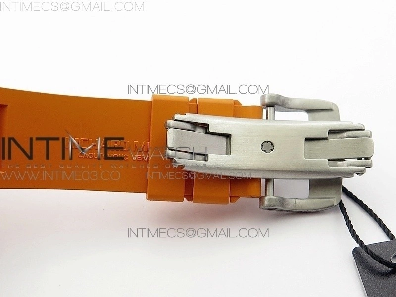 RM055 Real White Ceramic Case V2 KVF Best Edition Skeleton Dial White Crown on Orange Rubber Strap MIYOTA8215