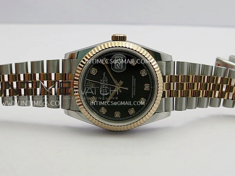 DateJust 36mm 126231 SS RG V2 QF 1:1 Best Edition Black Dial Diamond Marker On SS RG Jubilee Bracelet SH3235