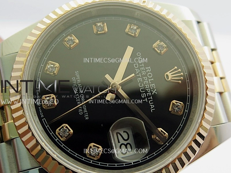 DateJust 36mm 126231 SS RG V2 QF 1:1 Best Edition Black Dial Diamond Marker On SS RG Jubilee Bracelet SH3235