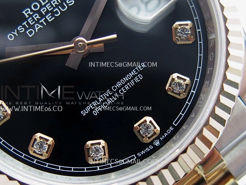 DateJust 36mm 126231 SS RG V2 QF 1:1 Best Edition Black Dial Diamond Marker On SS RG Jubilee Bracelet SH3235