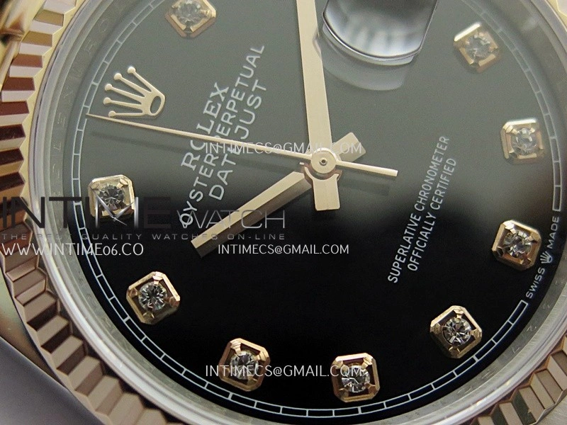 DateJust 36mm 126231 SS RG V2 QF 1:1 Best Edition Black Dial Diamond Marker On SS RG Jubilee Bracelet SH3235