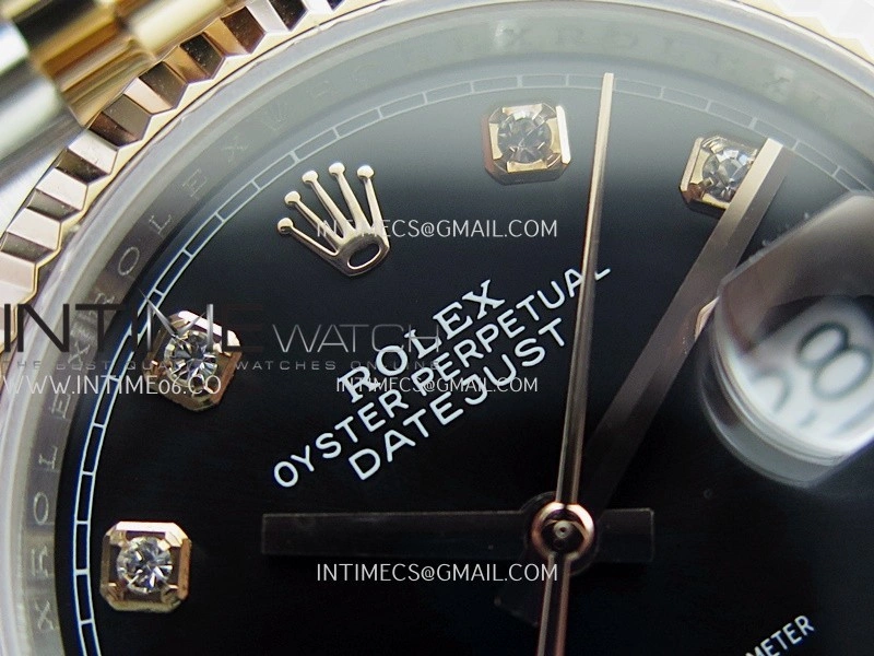DateJust 36mm 126231 SS RG V2 QF 1:1 Best Edition Black Dial Diamond Marker On SS RG Jubilee Bracelet SH3235