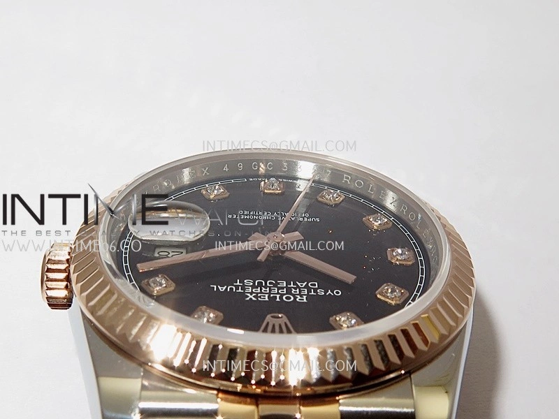 DateJust 36mm 126231 SS RG V2 QF 1:1 Best Edition Black Dial Diamond Marker On SS RG Jubilee Bracelet SH3235