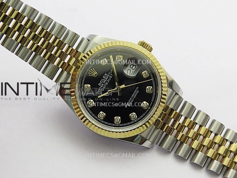 DateJust 36mm 126233 SS YG V2 QF 1:1 Best Edition Black Dial Diamond Marker On SS YG Jubilee Bracelet SH3235