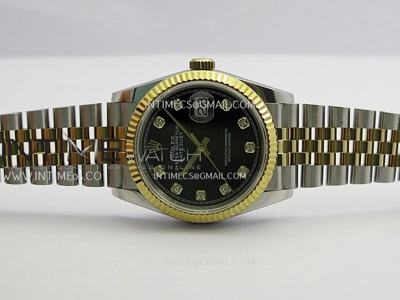 DateJust 36mm 126233 SS YG V2 QF 1:1 Best Edition Black Dial Diamond Marker On SS YG Jubilee Bracelet SH3235