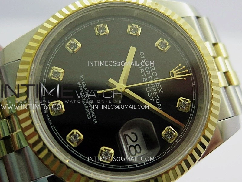 DateJust 36mm 126233 SS YG V2 QF 1:1 Best Edition Black Dial Diamond Marker On SS YG Jubilee Bracelet SH3235
