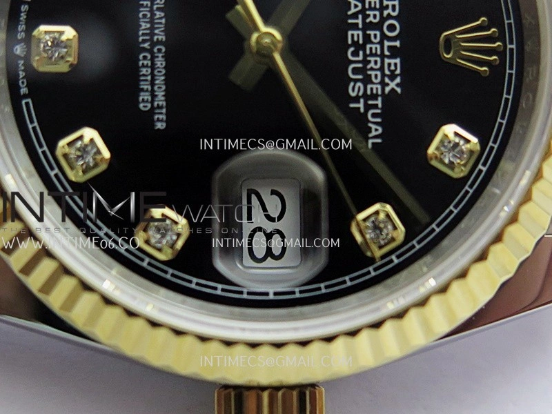 DateJust 36mm 126233 SS YG V2 QF 1:1 Best Edition Black Dial Diamond Marker On SS YG Jubilee Bracelet SH3235