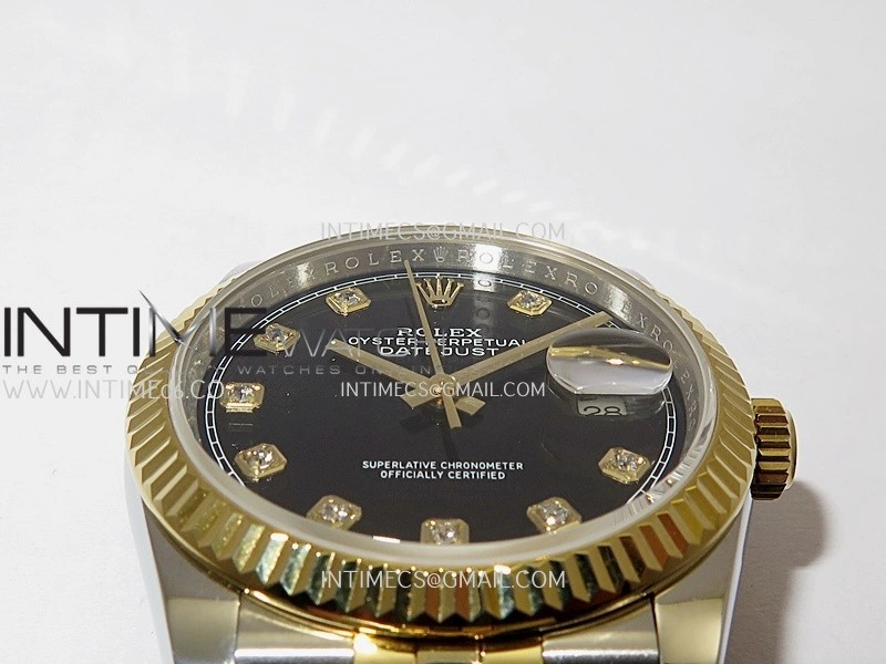 DateJust 36mm 126233 SS YG V2 QF 1:1 Best Edition Black Dial Diamond Marker On SS YG Jubilee Bracelet SH3235
