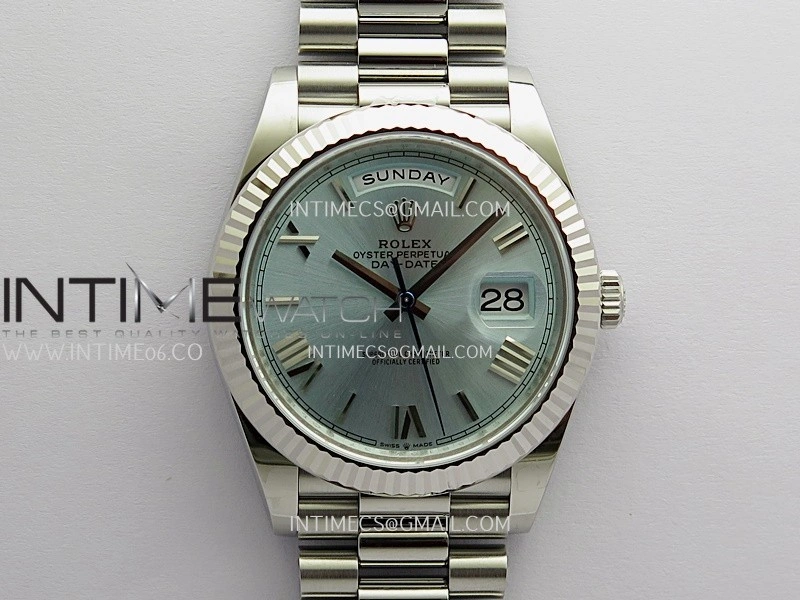 Day Date 228239 40mm Gain Weight V2 VSF 1:1 Best Edition Ice Blue Dial Roman Markers On President Bracelet DD3255