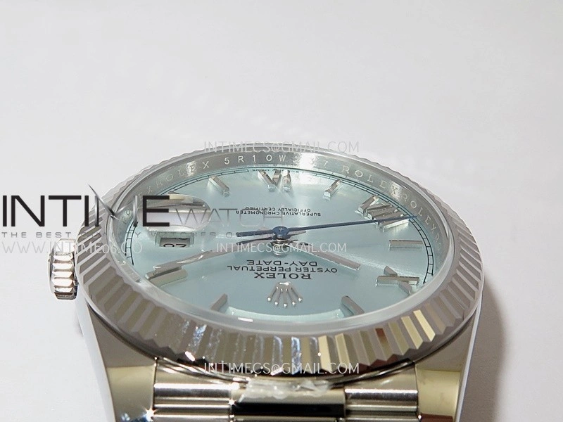 Day Date 228239 40mm Gain Weight V2 VSF 1:1 Best Edition Ice Blue Dial Roman Markers On President Bracelet DD3255
