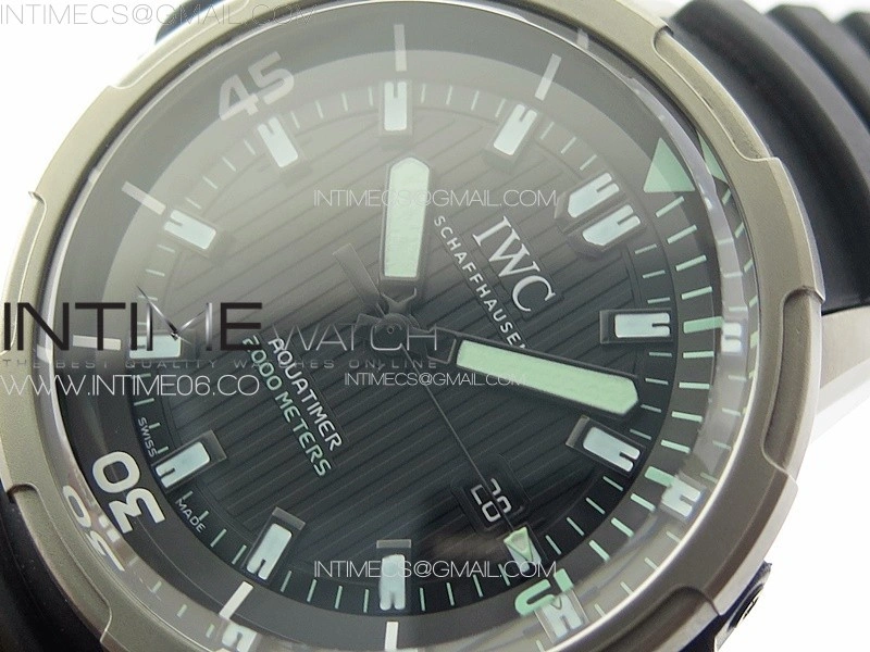 Aquatimer IW358002 SS V6S 1:1 Best Edition Black Dial White Sticks Markers on Black Rubber Strap A2824