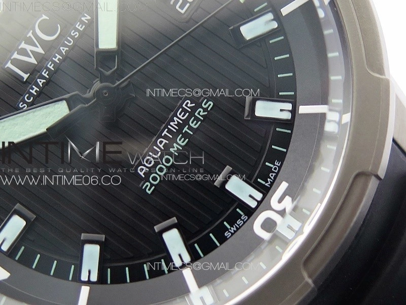 Aquatimer IW358002 SS V6S 1:1 Best Edition Black Dial White Sticks Markers on Black Rubber Strap A2824