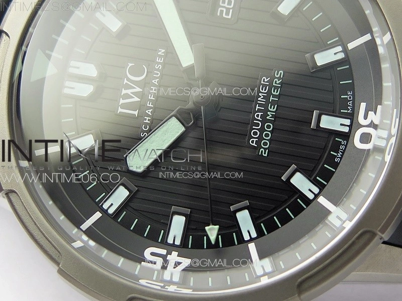 Aquatimer IW358002 SS V6S 1:1 Best Edition Black Dial White Sticks Markers on Black Rubber Strap A2824