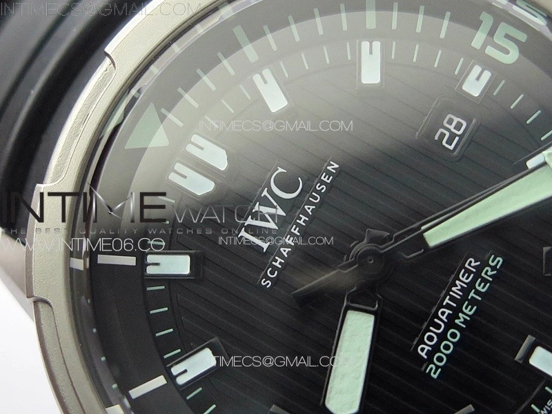 Aquatimer IW358002 SS V6S 1:1 Best Edition Black Dial White Sticks Markers on Black Rubber Strap A2824