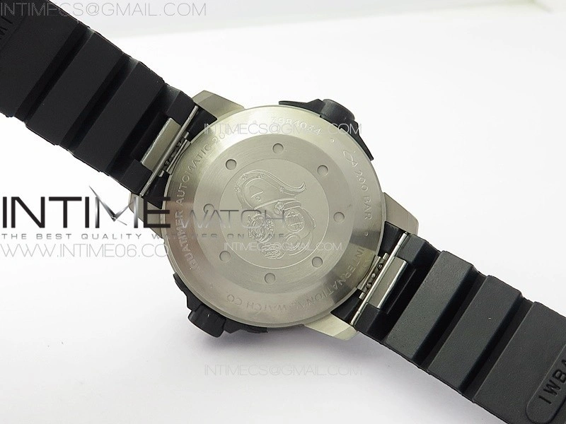 Aquatimer IW358002 SS V6S 1:1 Best Edition Black Dial White Sticks Markers on Black Rubber Strap A2824