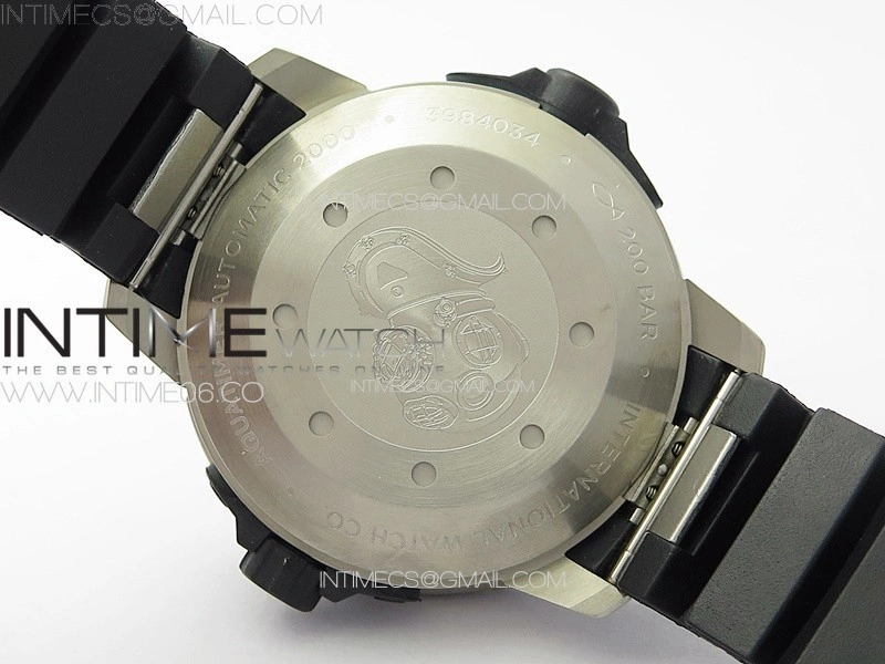 Aquatimer IW358002 SS V6S 1:1 Best Edition Black Dial White Sticks Markers on Black Rubber Strap A2824