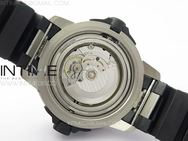 Aquatimer IW358002 SS V6S 1:1 Best Edition Black Dial White Sticks Markers on Black Rubber Strap A2824