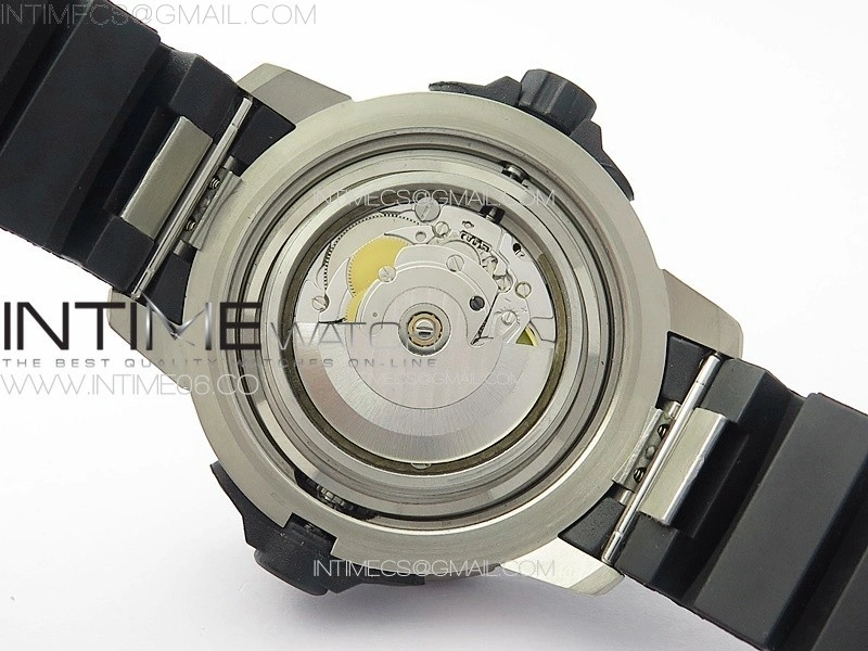 Aquatimer IW358002 SS V6S 1:1 Best Edition Black Dial White Sticks Markers on Black Rubber Strap A2824