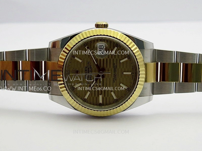 DateJust 41 126333 904L SS YG VF 1:1 Best Edition Gold Fluted Dial Stick Marker On SS YG Oyster Bracelet DD3235