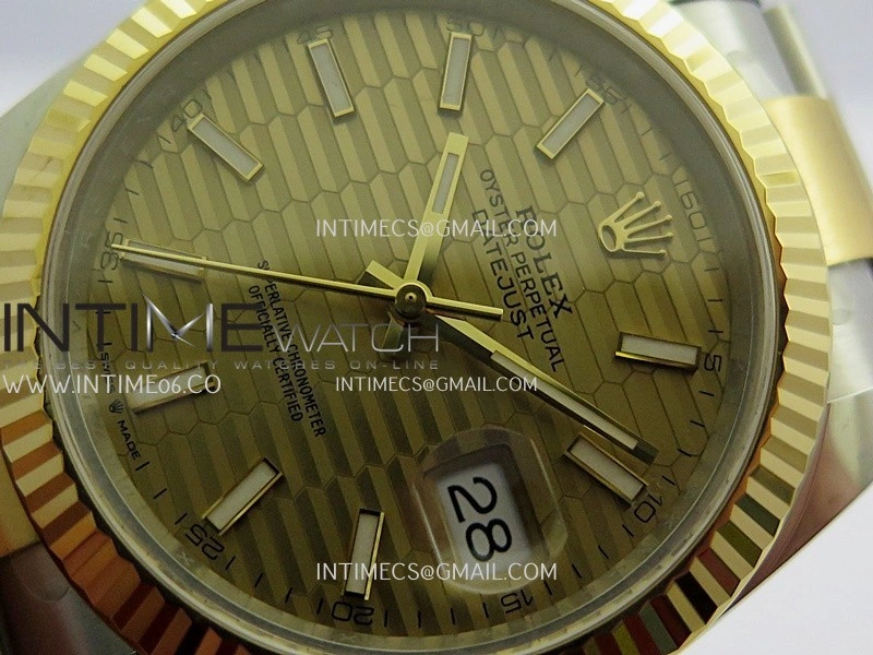 DateJust 41 126333 904L SS YG VF 1:1 Best Edition Gold Fluted Dial Stick Marker On SS YG Oyster Bracelet DD3235