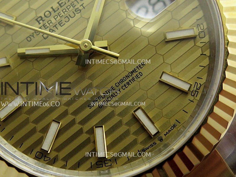 DateJust 41 126333 904L SS YG VF 1:1 Best Edition Gold Fluted Dial Stick Marker On SS YG Oyster Bracelet DD3235