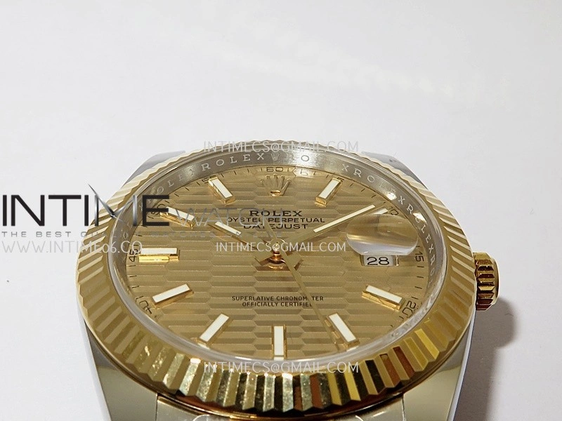 DateJust 41 126333 904L SS YG VF 1:1 Best Edition Gold Fluted Dial Stick Marker On SS YG Oyster Bracelet DD3235