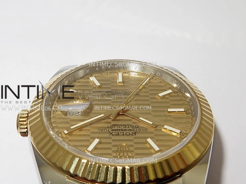 DateJust 41 126333 904L SS YG VF 1:1 Best Edition Gold Fluted Dial Stick Marker On SS YG Oyster Bracelet DD3235