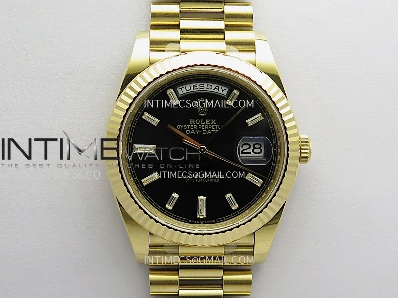 Day Date 228238 40mm 904L YG VSF 1:1 Best Edition Black Dial T Diamond Marker On YG President Bracelet DD3255