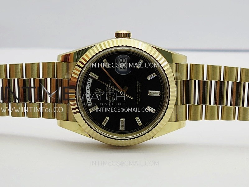 Day Date 228238 40mm 904L YG VSF 1:1 Best Edition Black Dial T Diamond Marker On YG President Bracelet DD3255