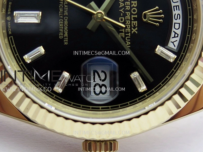 Day Date 228238 40mm 904L YG VSF 1:1 Best Edition Black Dial T Diamond Marker On YG President Bracelet DD3255