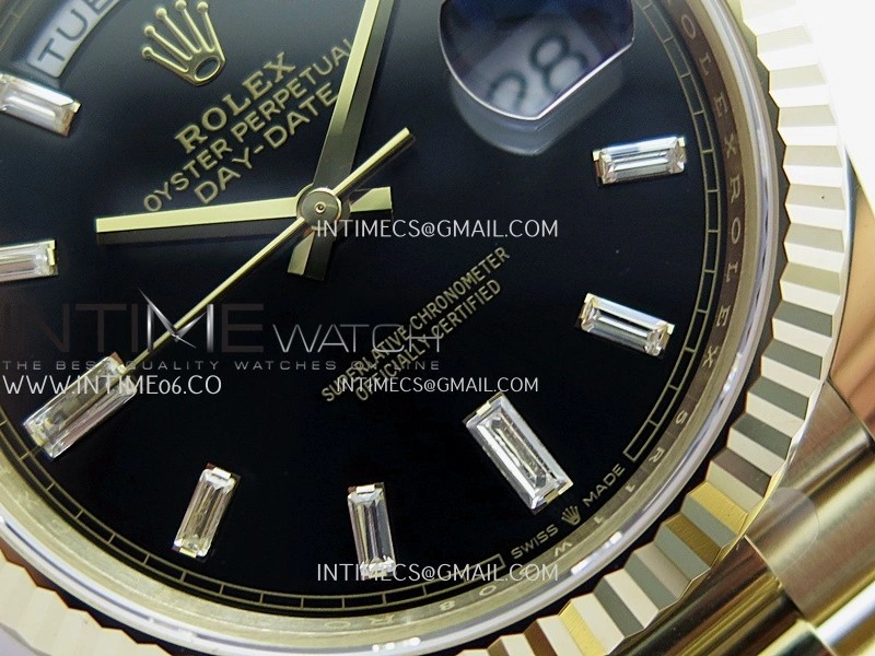 Day Date 228238 40mm 904L YG VSF 1:1 Best Edition Black Dial T Diamond Marker On YG President Bracelet DD3255