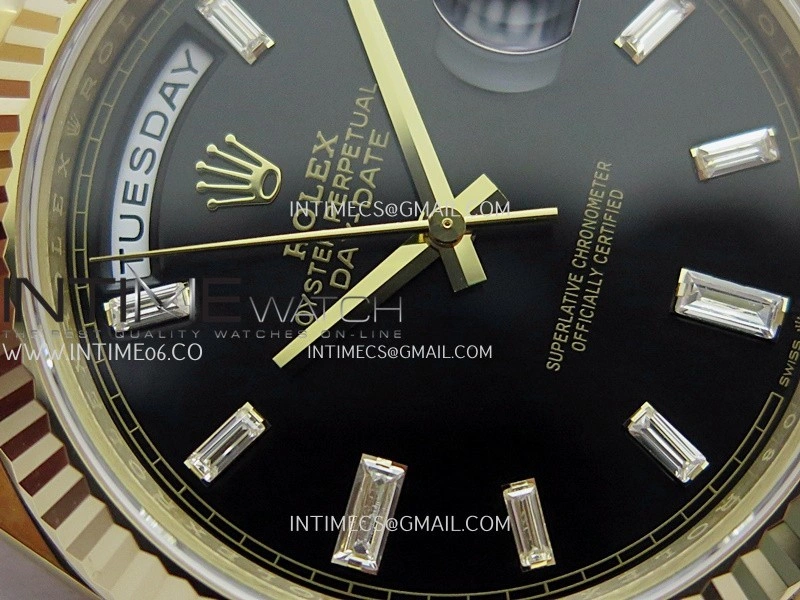Day Date 228238 40mm 904L YG VSF 1:1 Best Edition Black Dial T Diamond Marker On YG President Bracelet DD3255