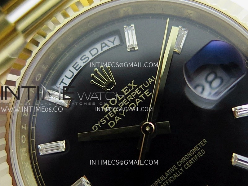 Day Date 228238 40mm 904L YG VSF 1:1 Best Edition Black Dial T Diamond Marker On YG President Bracelet DD3255