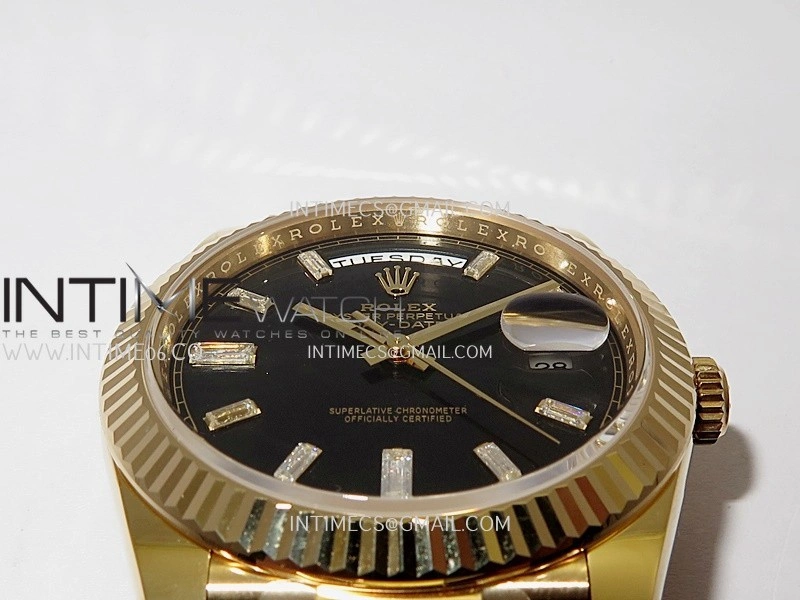 Day Date 228238 40mm 904L YG VSF 1:1 Best Edition Black Dial T Diamond Marker On YG President Bracelet DD3255