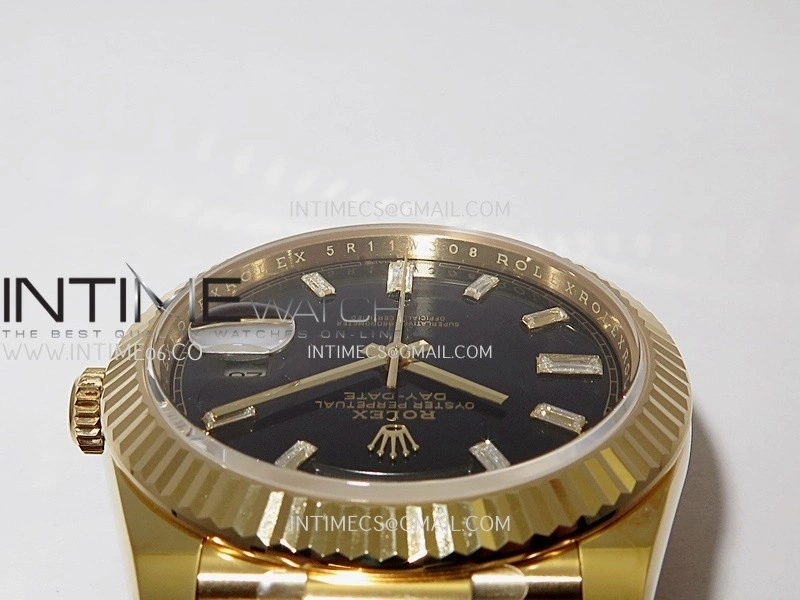 Day Date 228238 40mm 904L YG VSF 1:1 Best Edition Black Dial T Diamond Marker On YG President Bracelet DD3255